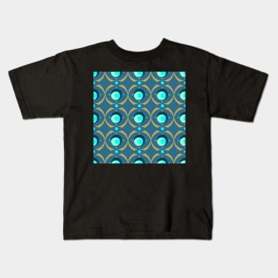 Beads and Scallops Repeat Gold on Electric Blue Kids T-Shirt